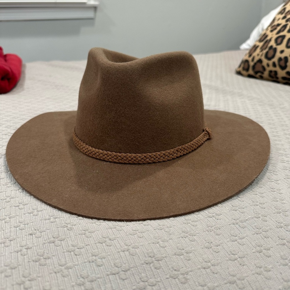Brown Flat Brim Western Hat
